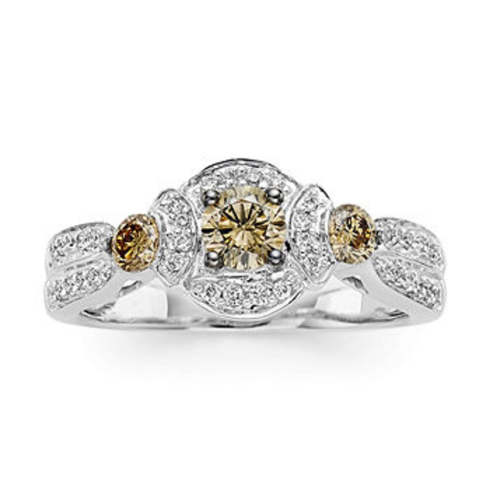 Levian Three stone Chocolate and White Diamond Ring